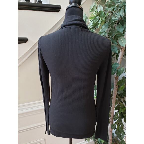 Madewell Top Blouse Women's Small Black Ribbed Long Sleeve Turtle Neck Pullover - Picture 4 of 10